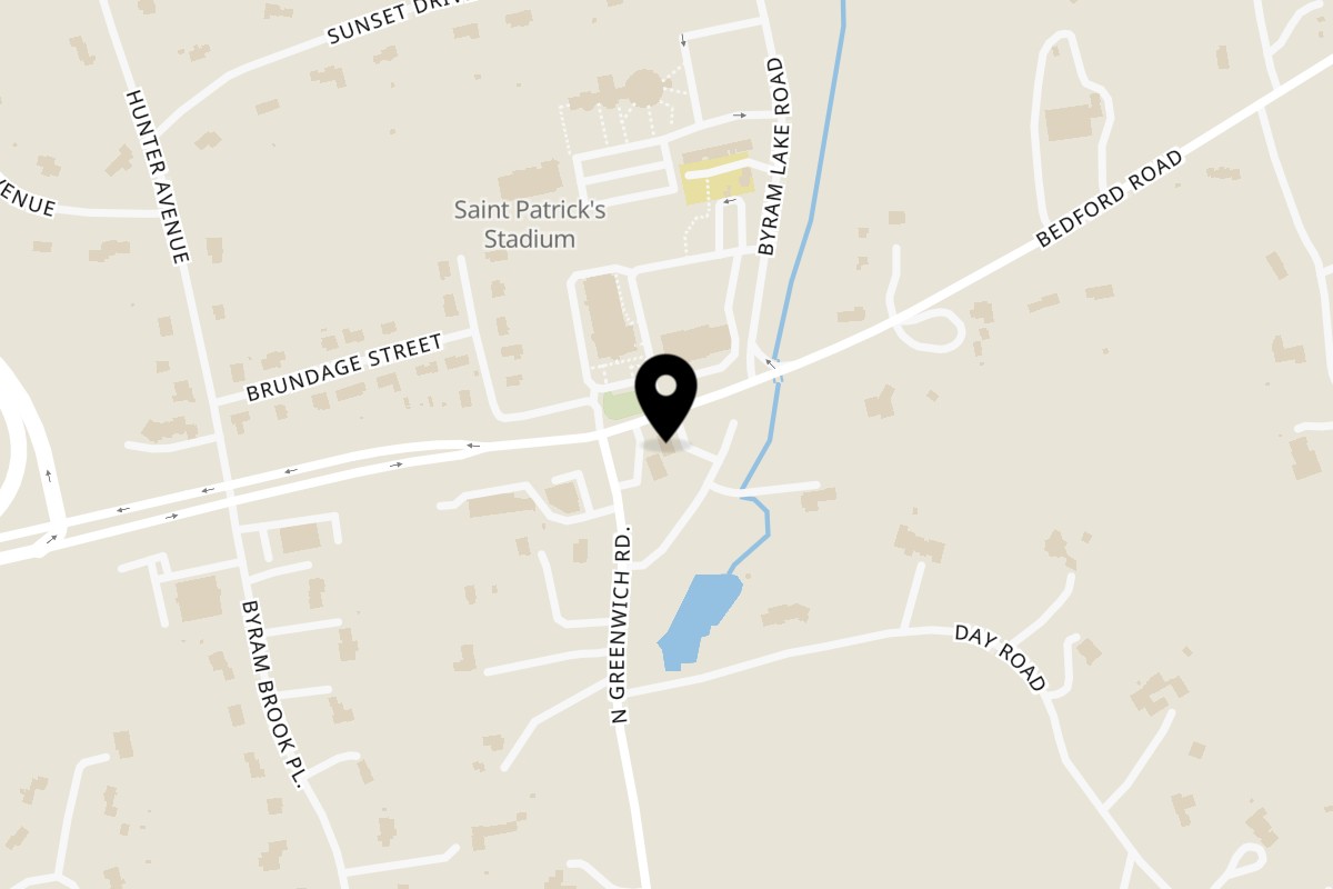 Map showing the location of Nick's Pizza & Ice Cream on 405 Bedford Road in Armonk